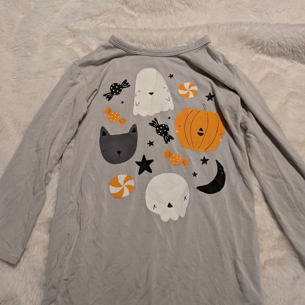 Gray Halloween Themed Long Sleeve Shirt